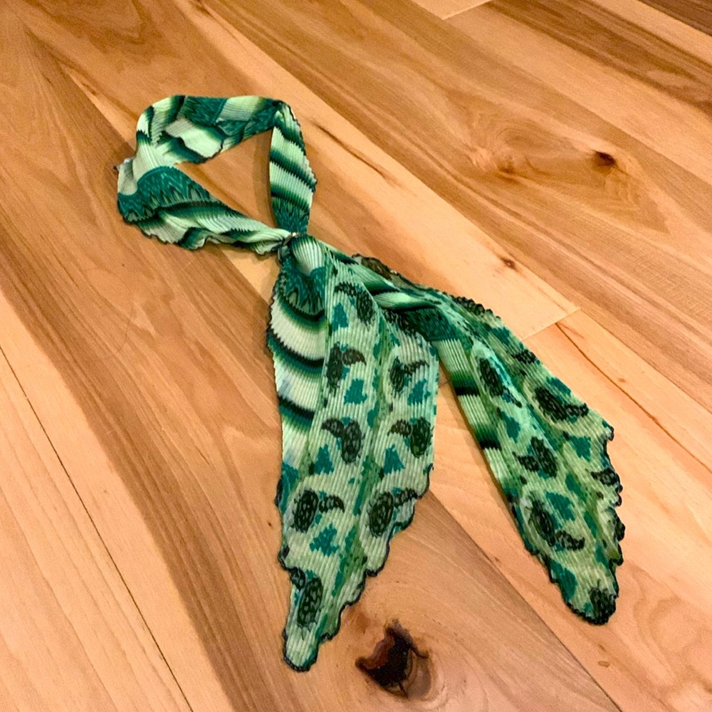 Vintage scarf with adjustable metal ring detail - made in Japan
